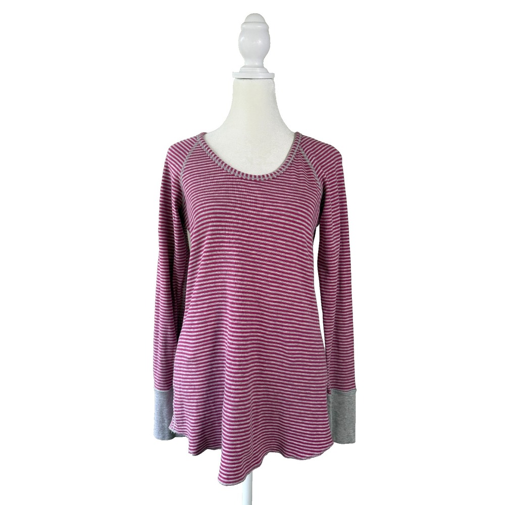 Lululemon Pink Gray Stripe Reversible Long‎ Sleeve Tunic Shirt Women Sz 6 Casual